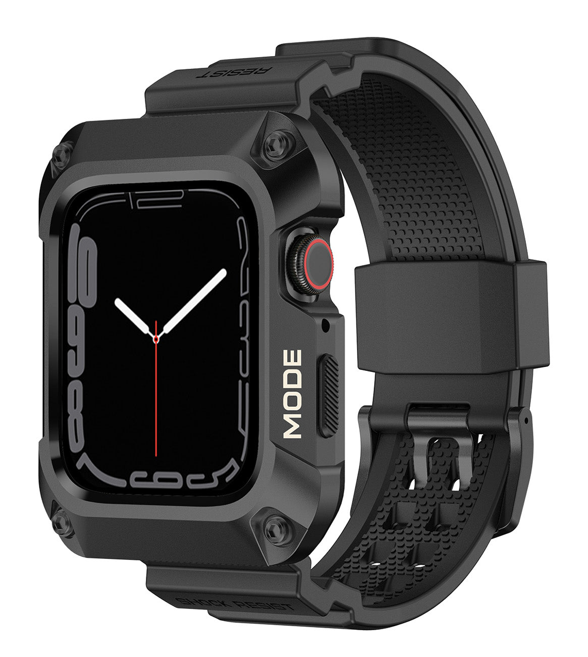 Kingxbar CYF134 2w1 capa protetora para Apple Watch SE, 6, 5, 4 (44 mm) em aço inoxidável com pulseira preta