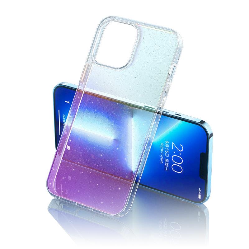 Kingxbar Elegant Series capa para iPhone 13, capa traseira rosa-transparente (com glitter)