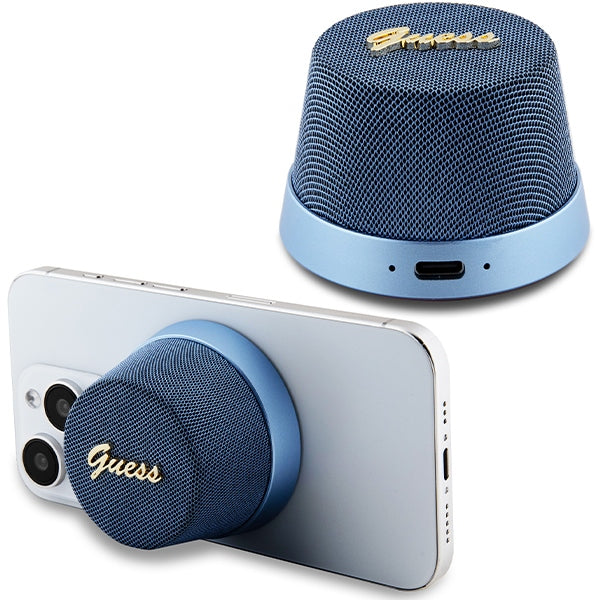 Caixa de Som Bluetooth Guess Magnetic Script Metal - azul