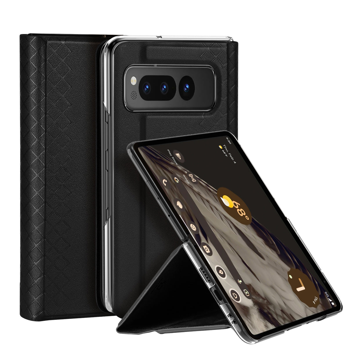 Capa de couro Dux Ducis Bril com aba e carteira para Google Pixel Fold - preta