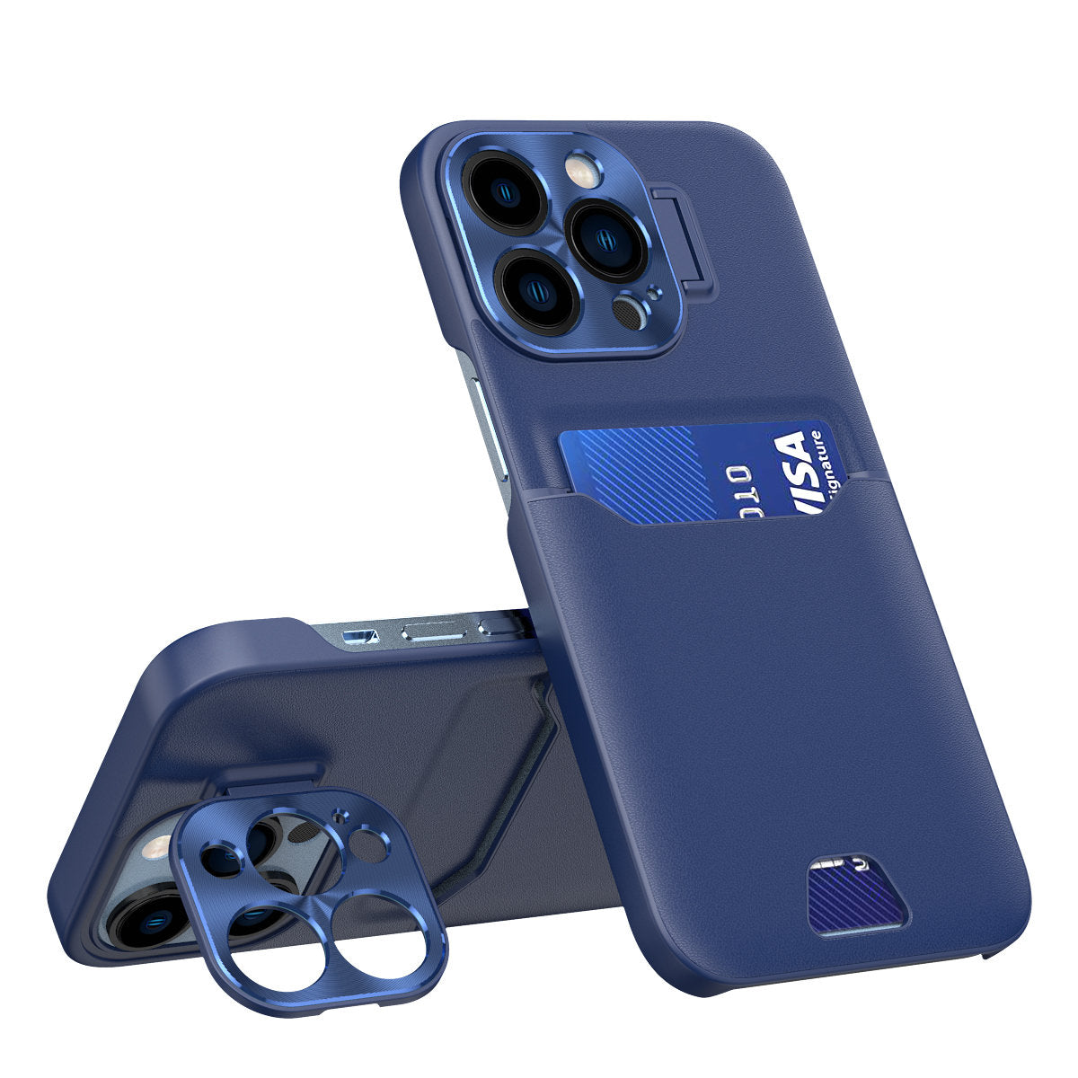 Capa de Couro com Suporte para Samsung Galaxy S23 Ultra, Capa Carteira com Porta-Cartões e Suporte na Cor Azul