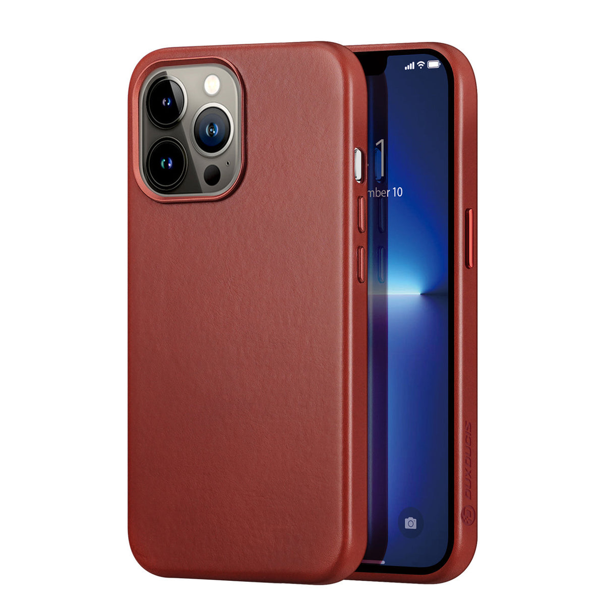 Dux Ducis Naples capa de couro para iPhone 13 Pro Max (compatível com MagSafe) vermelha