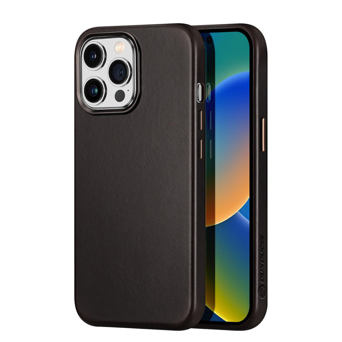Dux Ducis Naples capa de couro para iPhone 14 Pro (compatível com MagSafe) na cor castanho escuro