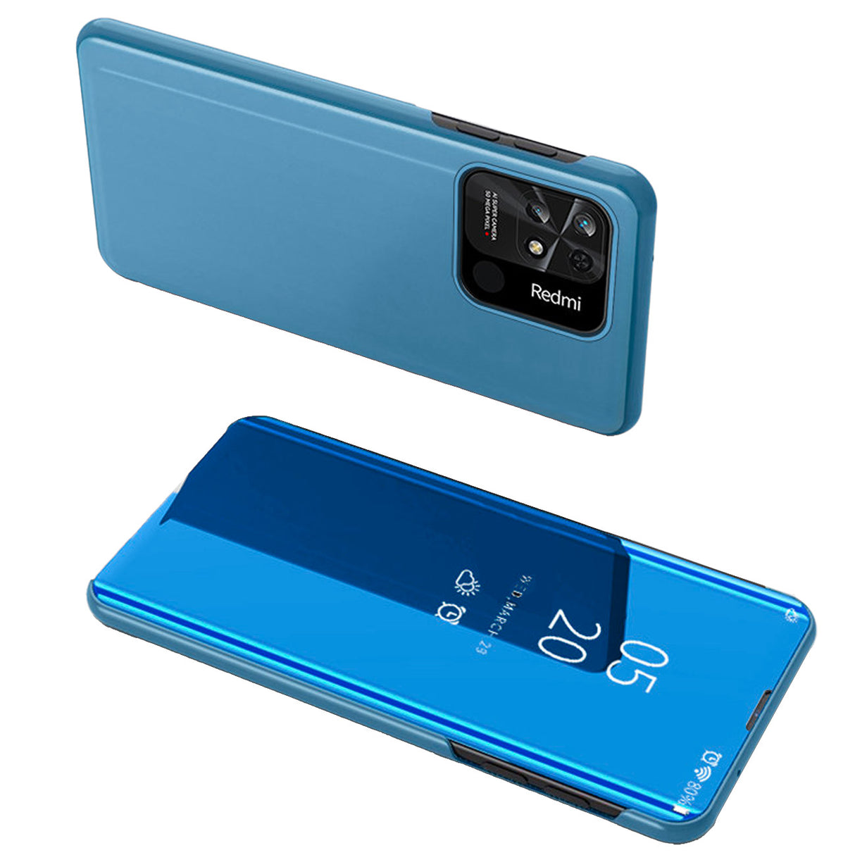 Capa Clear View Case para Xiaomi Redmi 10C com aba na cor azul