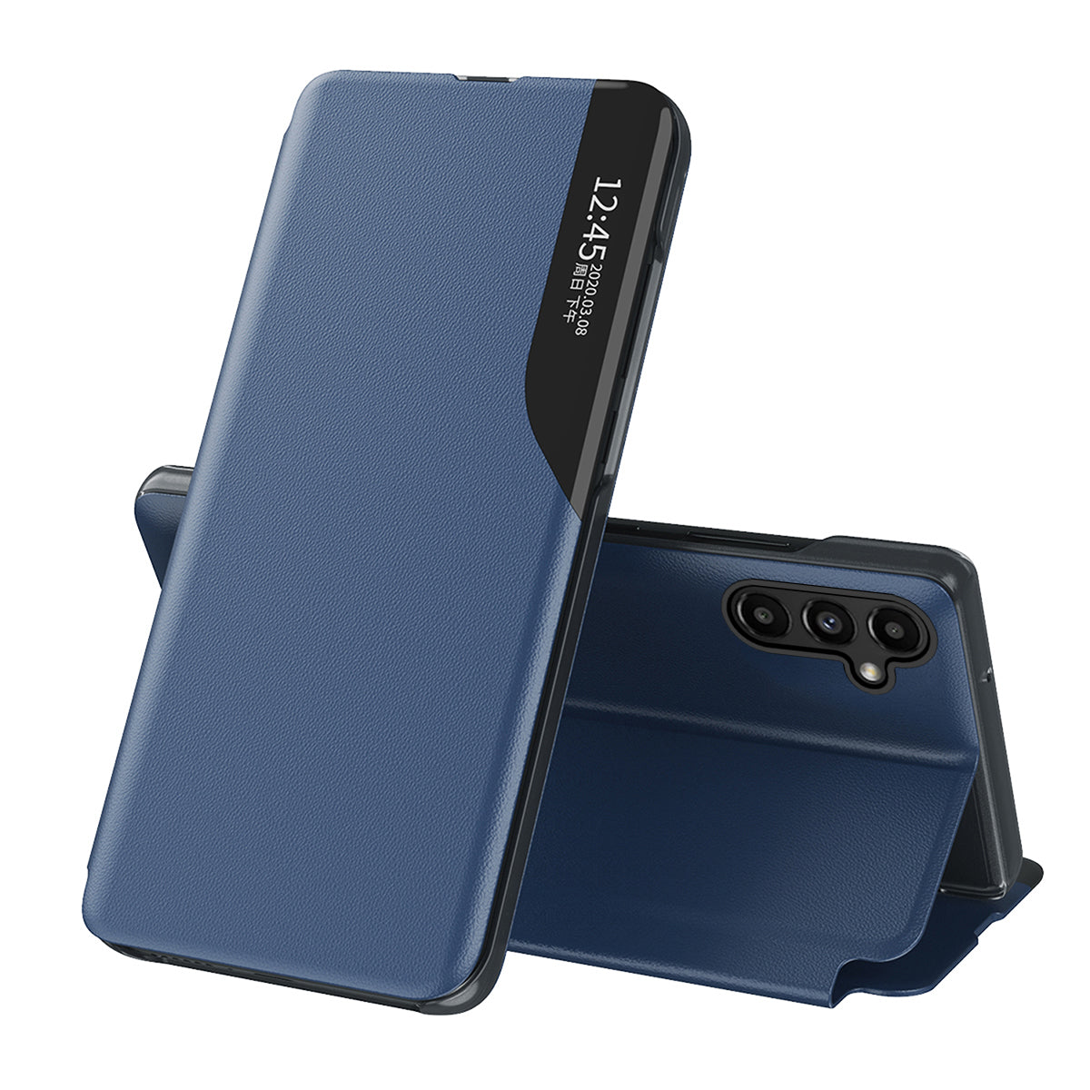 Capa Eco Leather View com aba e suporte para Samsung Galaxy A14 na cor azul