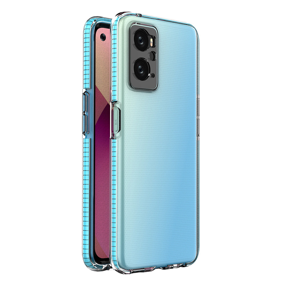 Caso de Primavera etui Realme 9i, Oppo A36 / A76 / A96 capa de silicone com moldura azul claro