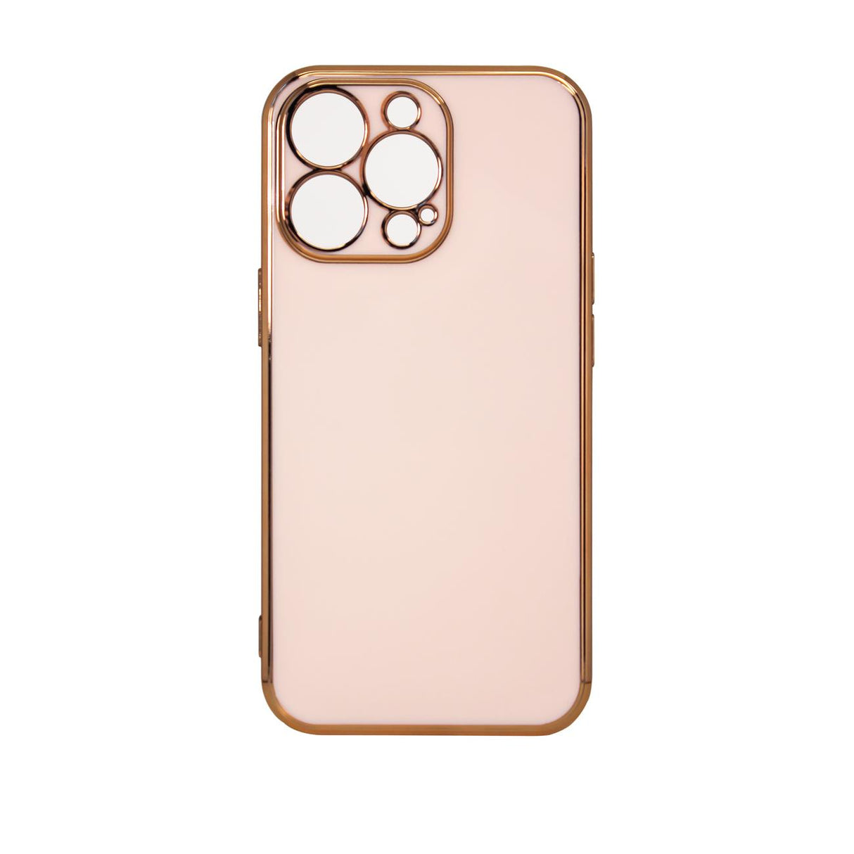 Capa de iPhone 12 Pro Max gel rosa com moldura dourada Lighting Color Case