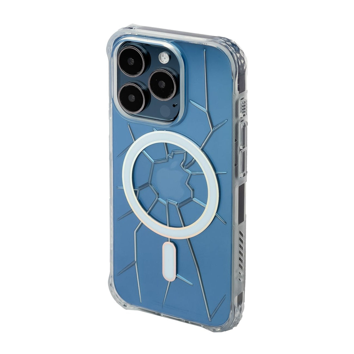 Capa de silicone MagSafe Kingxbar PQY Crack Series para iPhone 15 Pro - transparente