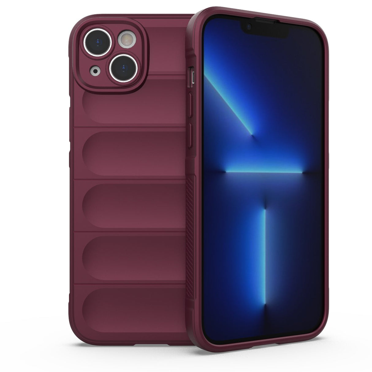 Capa Magic Shield Case para iPhone 14 Plus, flexível e resistente, na cor bordô.
