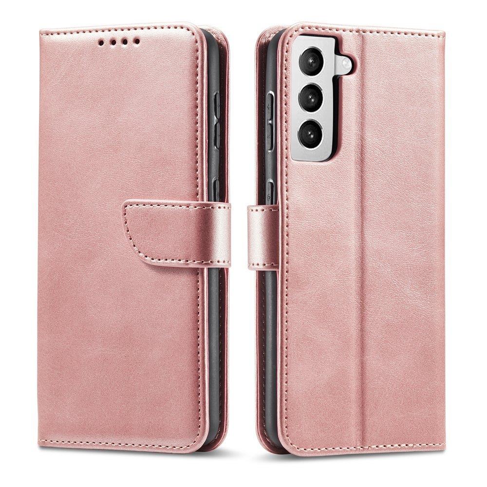 Caso Magnético elegante capa estojo com aba e função de suporte para Samsung Galaxy S22+ (S22 Plus) rosa