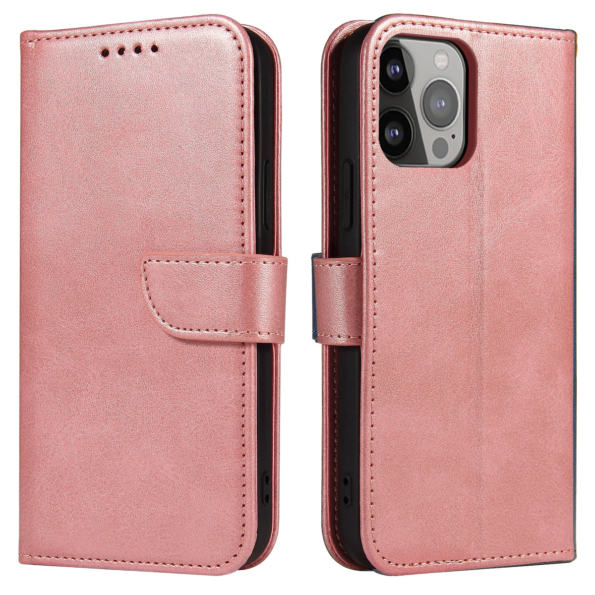Caso Magnético elegante capa estojo com aba e função de suporte para iPhone 13 Pro rosa