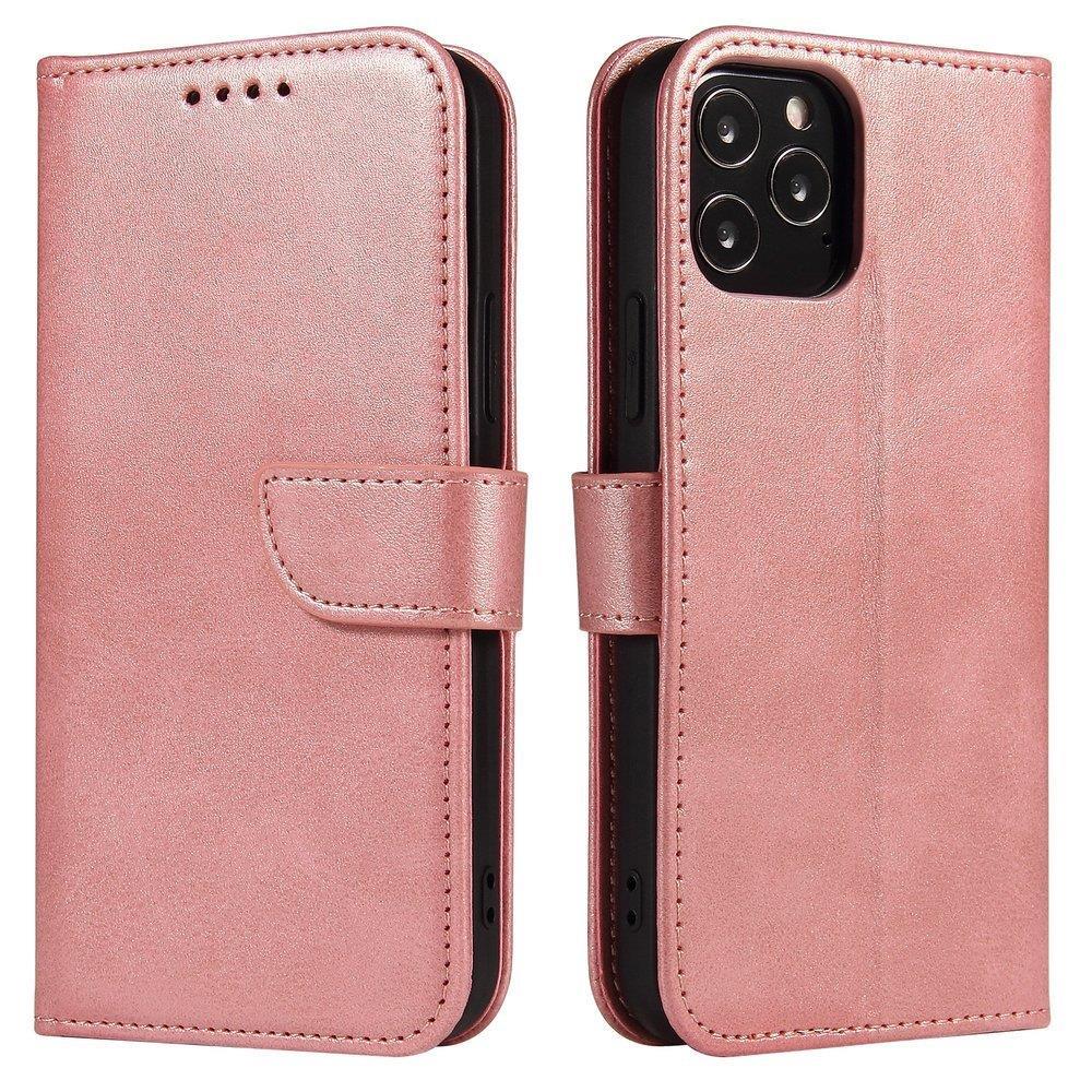 Caso Magnético elegante capa estojo com aba e função de suporte para Poco M4 Pro 5G rosa