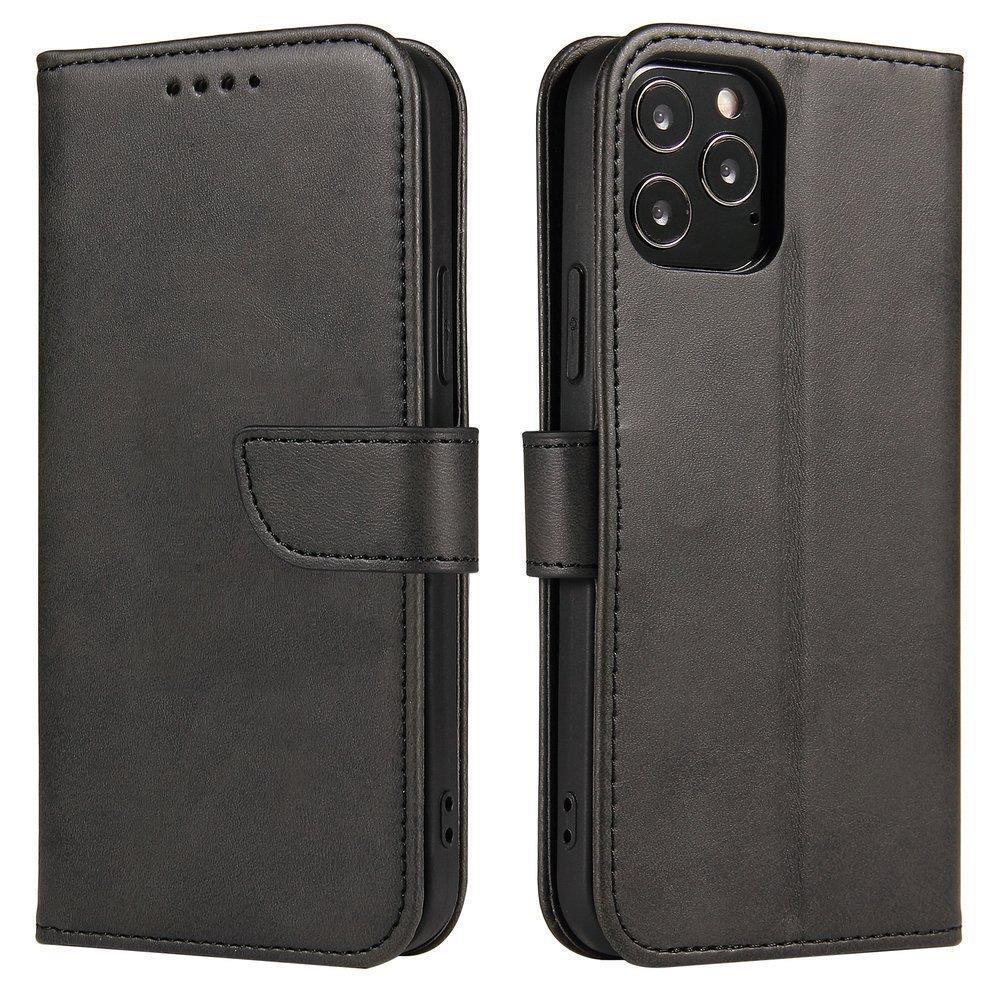 Capa Magnética elegante com aba e função de suporte para Motorola Moto G Power 2022 preta
