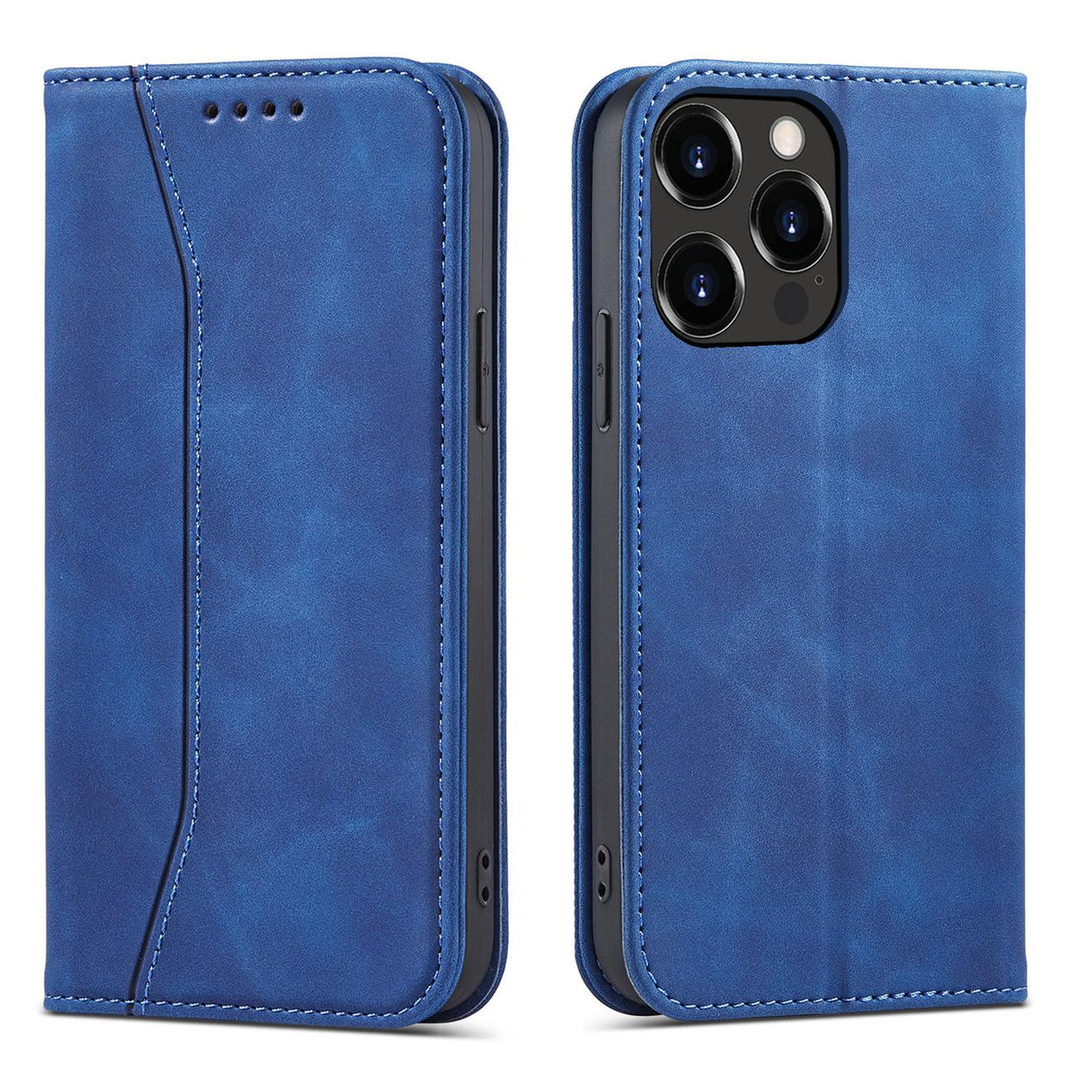 Capa Magnética Fancy Case para iPhone 13 Pro, capa tipo carteira com porta-cartões e suporte, na cor azul