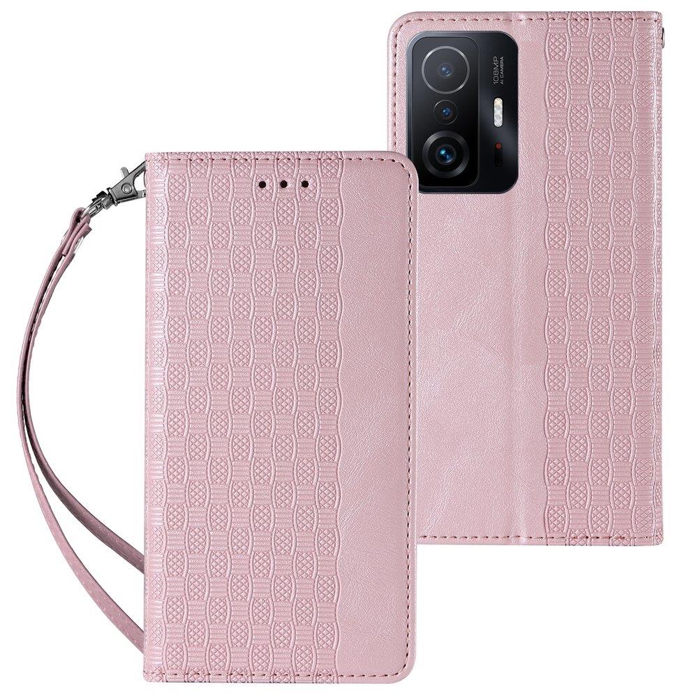 Caso de Capa com Alça Magnética etui para Samsung Galaxy A13 5G capa carteira + mini cordão pendente rosa