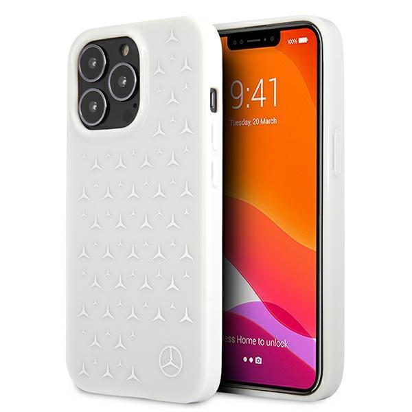 Capa Mercedes com Estampa de Estrelas Prateadas para iPhone 13 Pro Max - branca