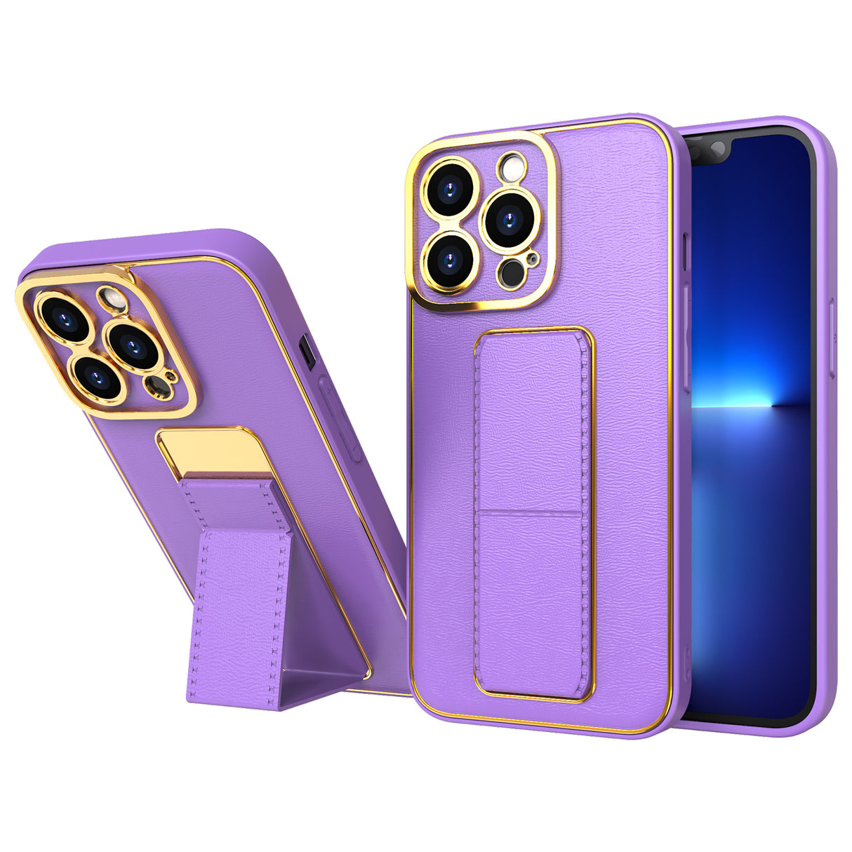 Novo estojo com suporte para iPhone 12 Pro na cor roxa