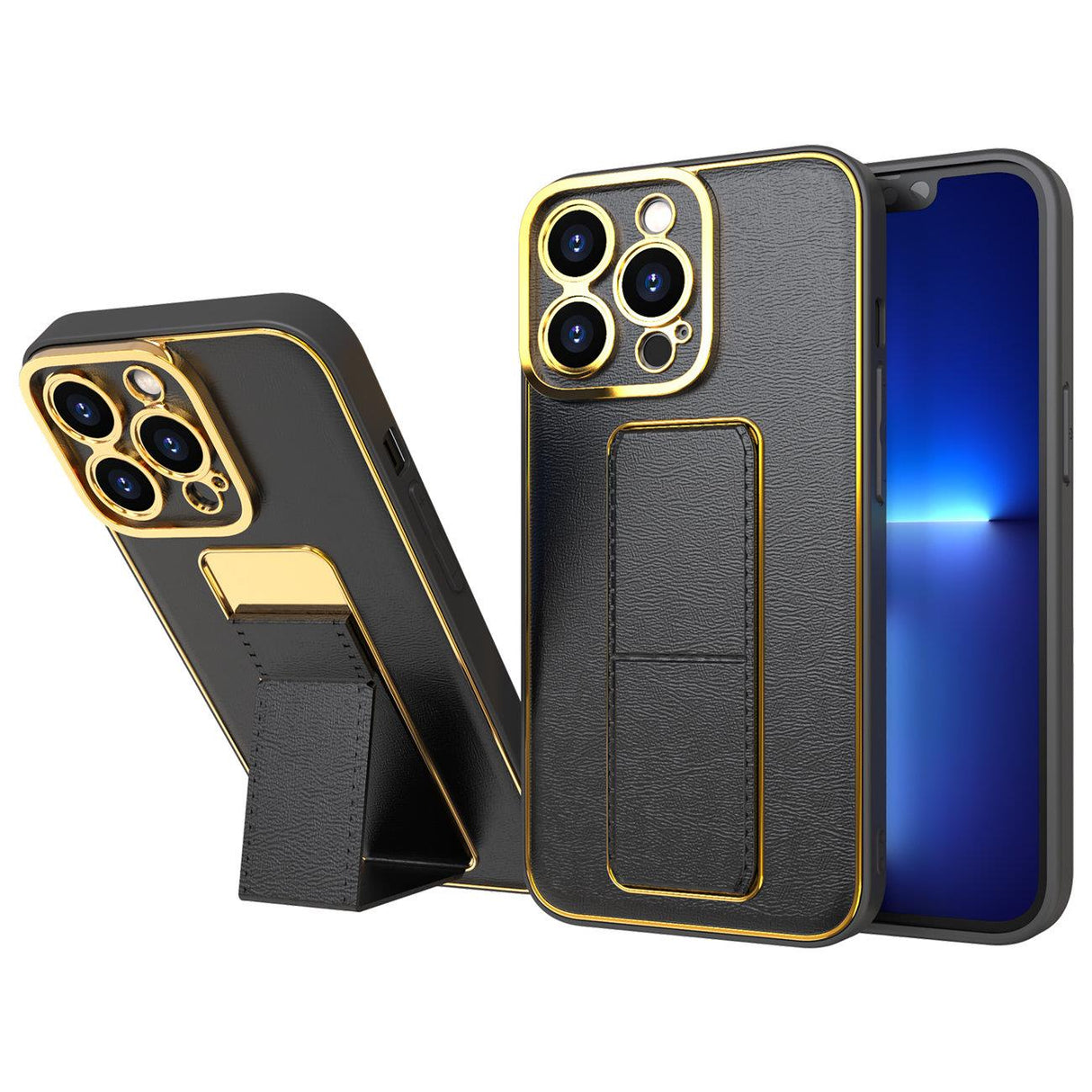 Novo estojo com suporte para iPhone 13 Pro na cor preta