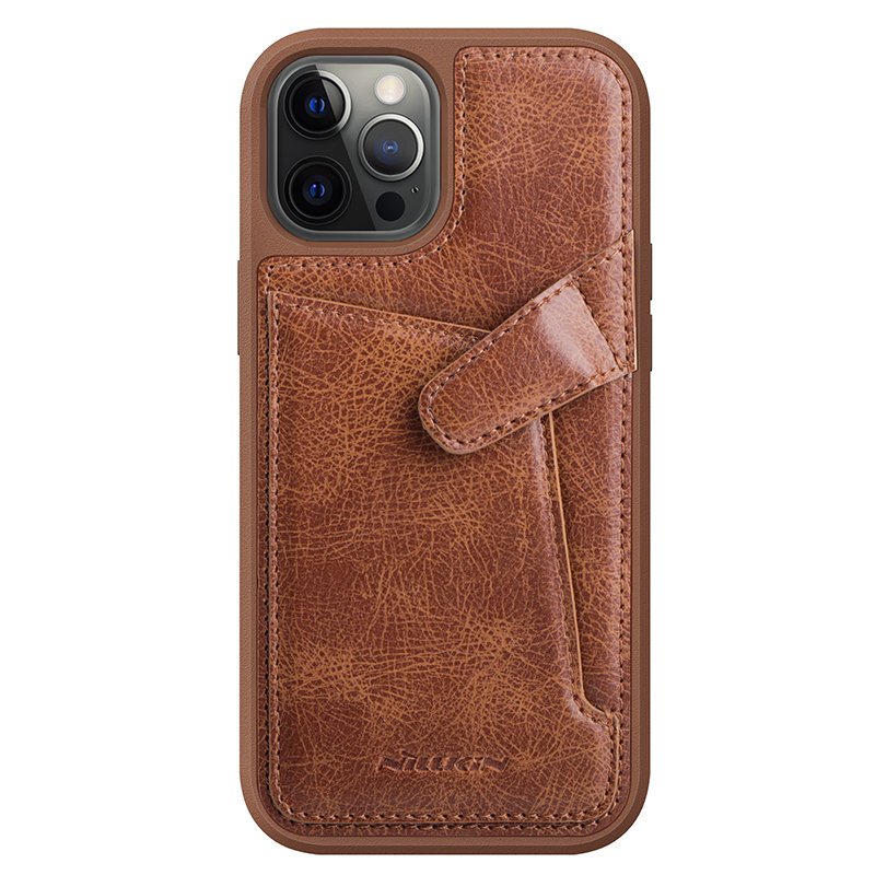 Nillkin Aoge Capa de Couro flexível blindada com bolso de couro verdadeiro para iPhone 12 mini preto