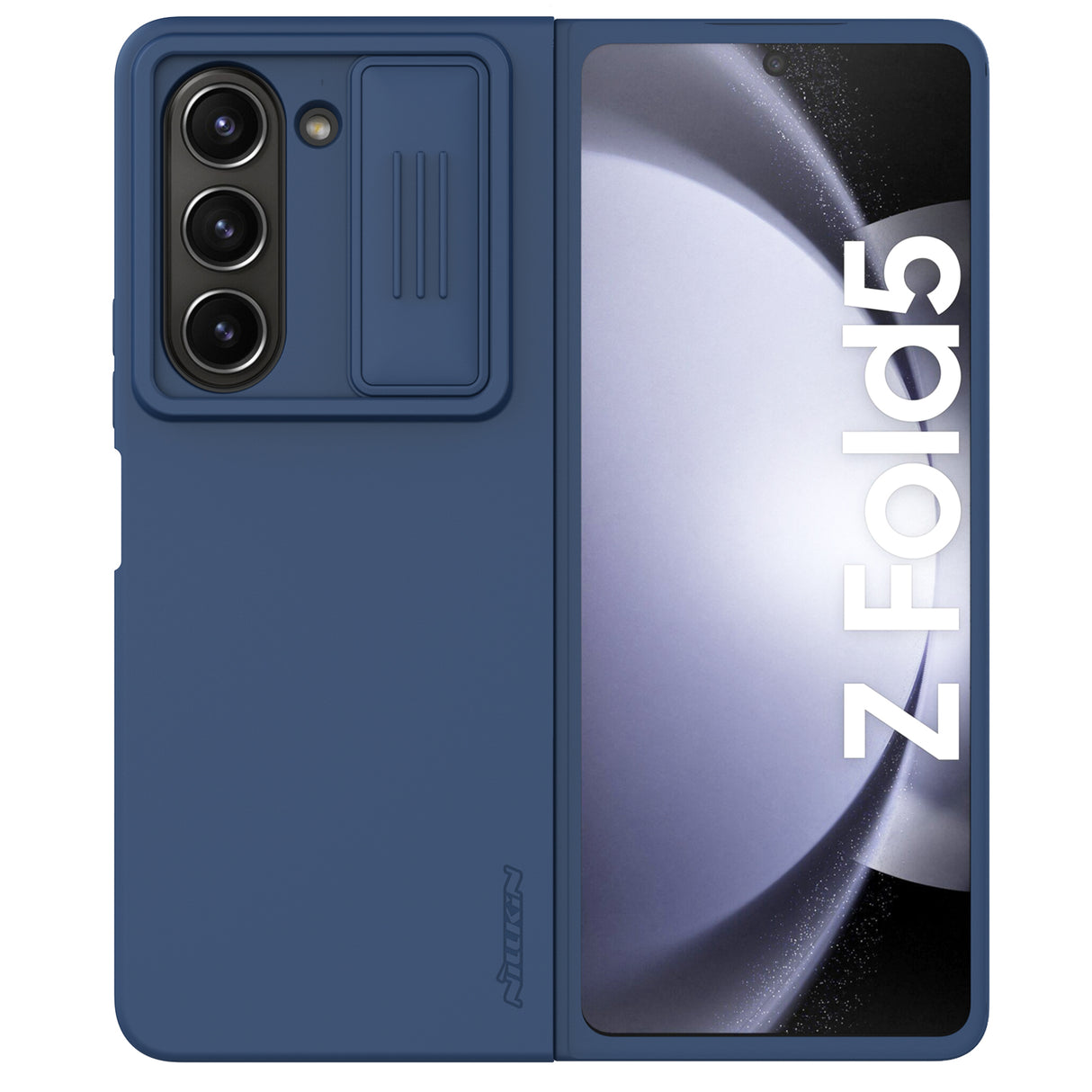 Capa de Silicone Sedoso Nillkin CamShield para Samsung Galaxy Z Fold 5 com Proteção para a Câmera - Azul Escuro