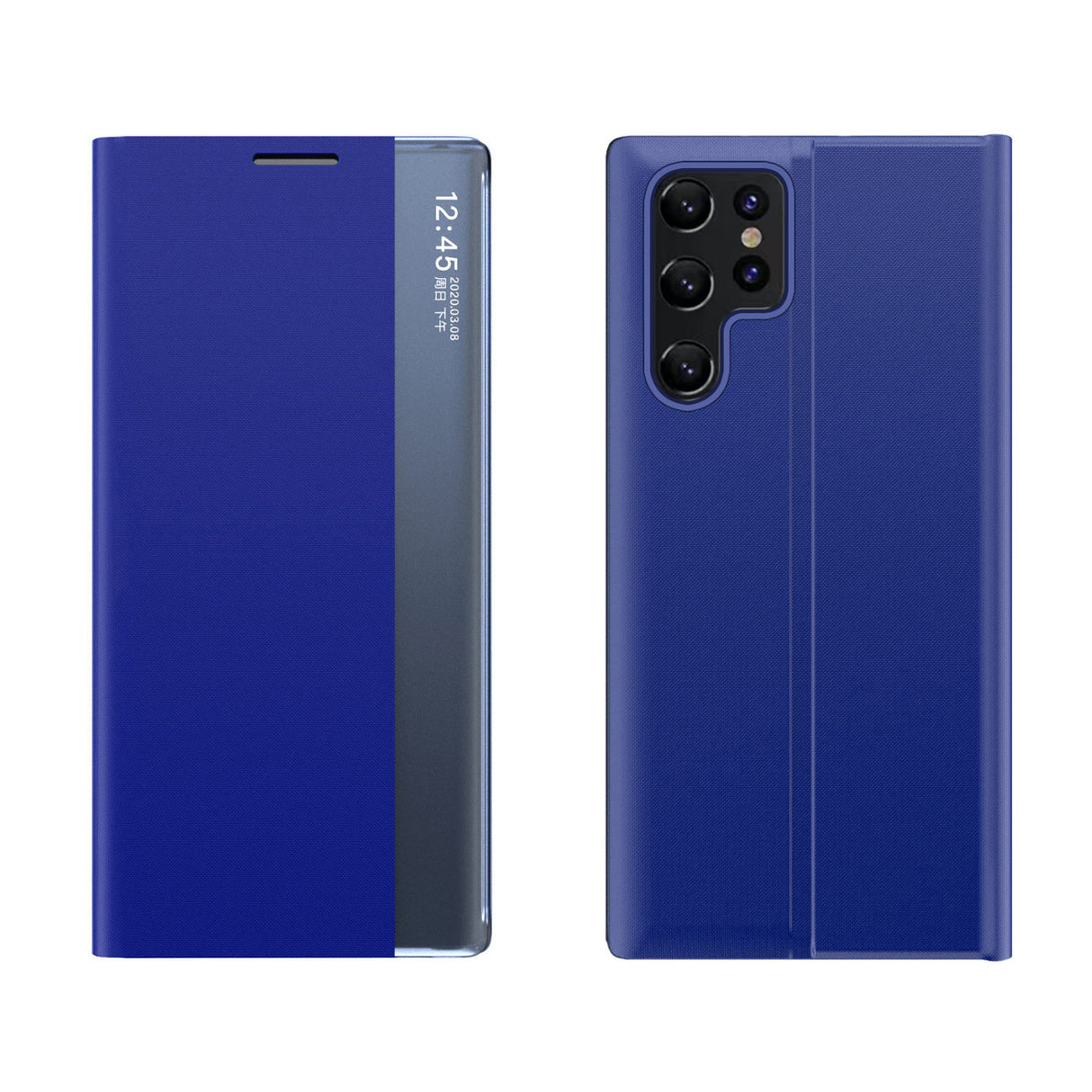 Novo estojo Sleep Case para Samsung Galaxy S23 Ultra com tampa dobrável e suporte na cor azul