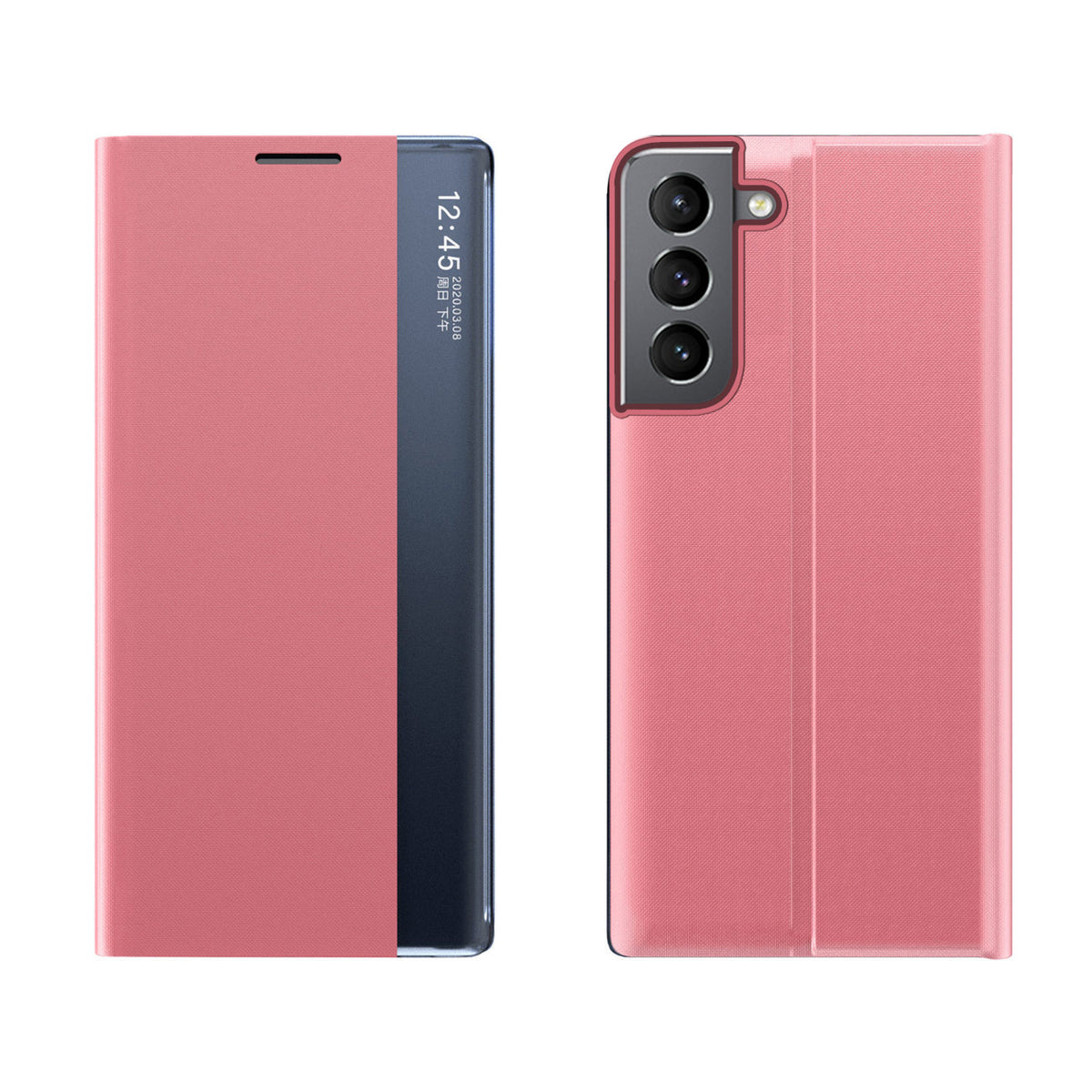 Capa New Sleep Case para Samsung Galaxy S23+ com tampa dobrável suporte rosa