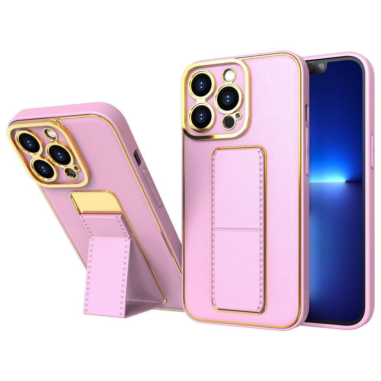 Novo estojo Kickstand para Samsung Galaxy A13 com suporte rosa