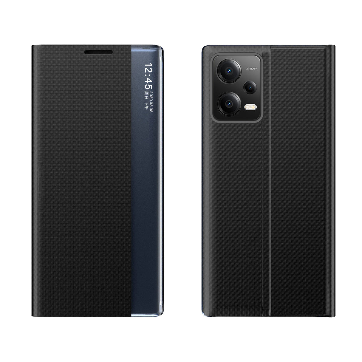 Novo estojo Sleep Case para Xiaomi Redmi Note 12 5G / Poco X5 5G com tampa flip suporte preto