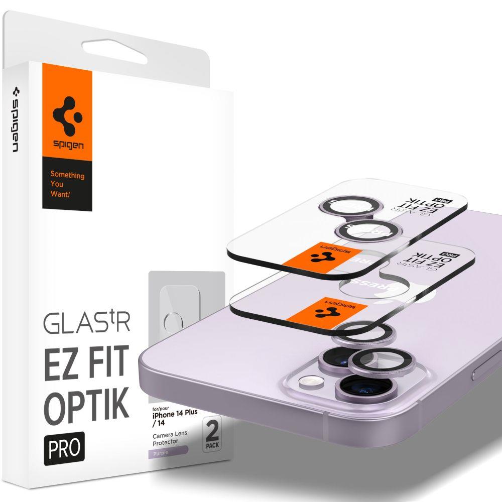 Protetor de Câmera Spigen Glas.tR EZ Fit Optik para iPhone 14 / 14 Plus - roxo, 2 unidades.