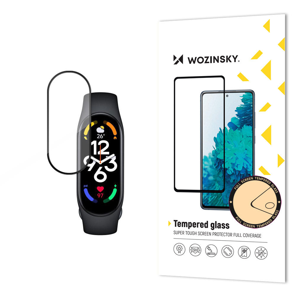 Vidro temperado resistente Wozinsky Full Glue para tela inteira com moldura para Xiaomi Mi Band 8 - preto
