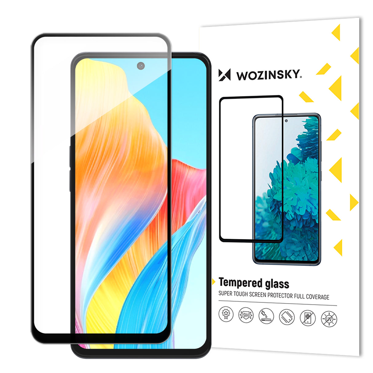 Vidro temperado resistente Wozinsky Full Glue para tela inteira com moldura para Oppo A98 5G - preto