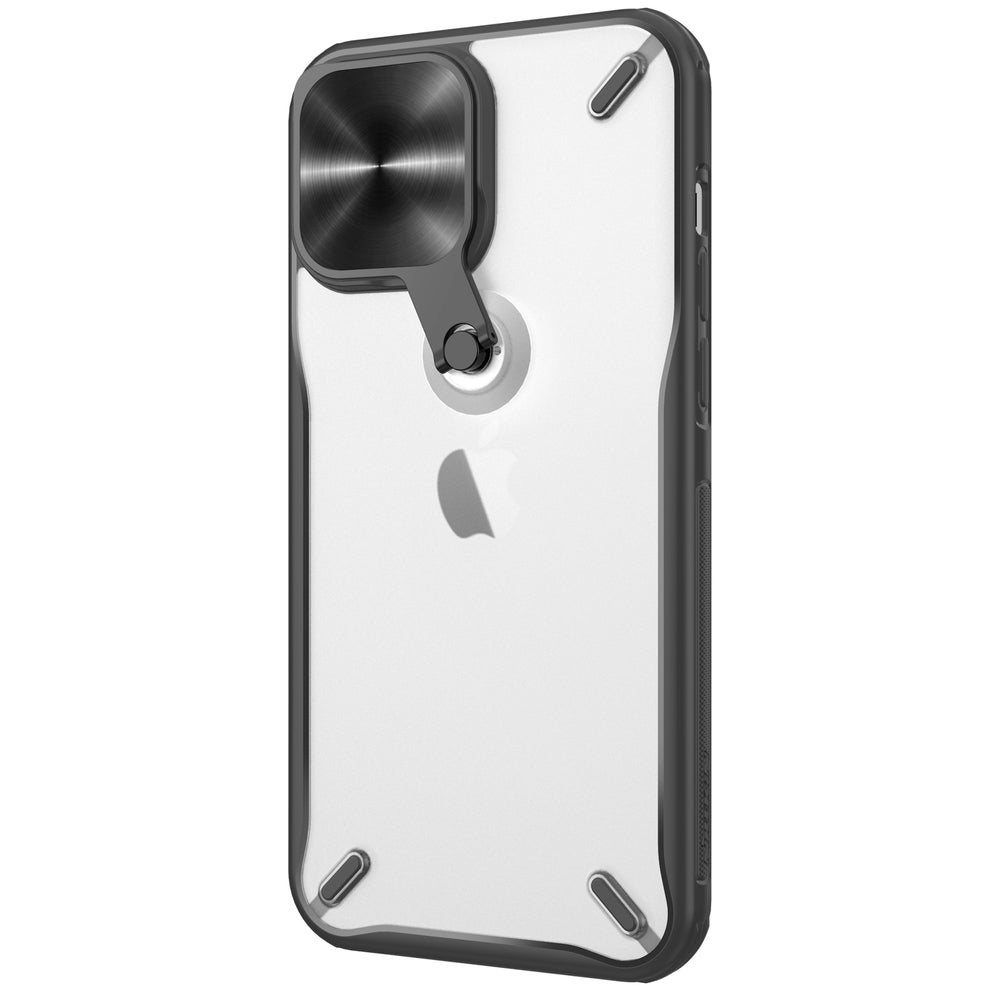 Capa Nillkin Cyclops resistente com proteção para câmera e suporte dobrável para iPhone 13 Pro Max preto.
