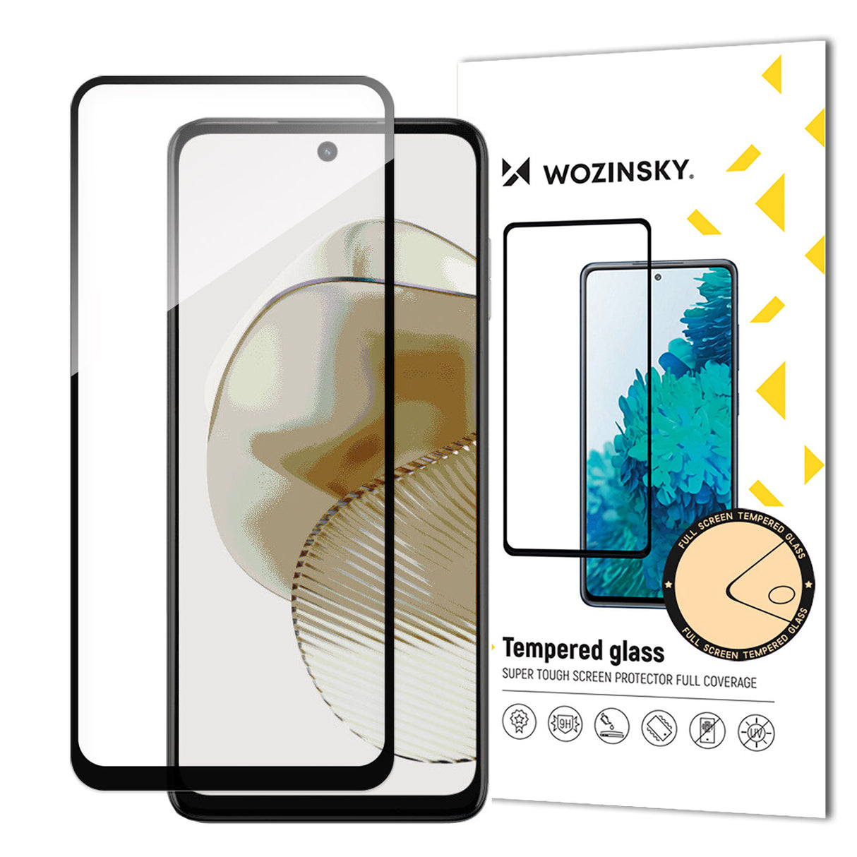 Vidro temperado resistente Wozinsky Full Glue para Motorola G73 para tela inteira com moldura - preto