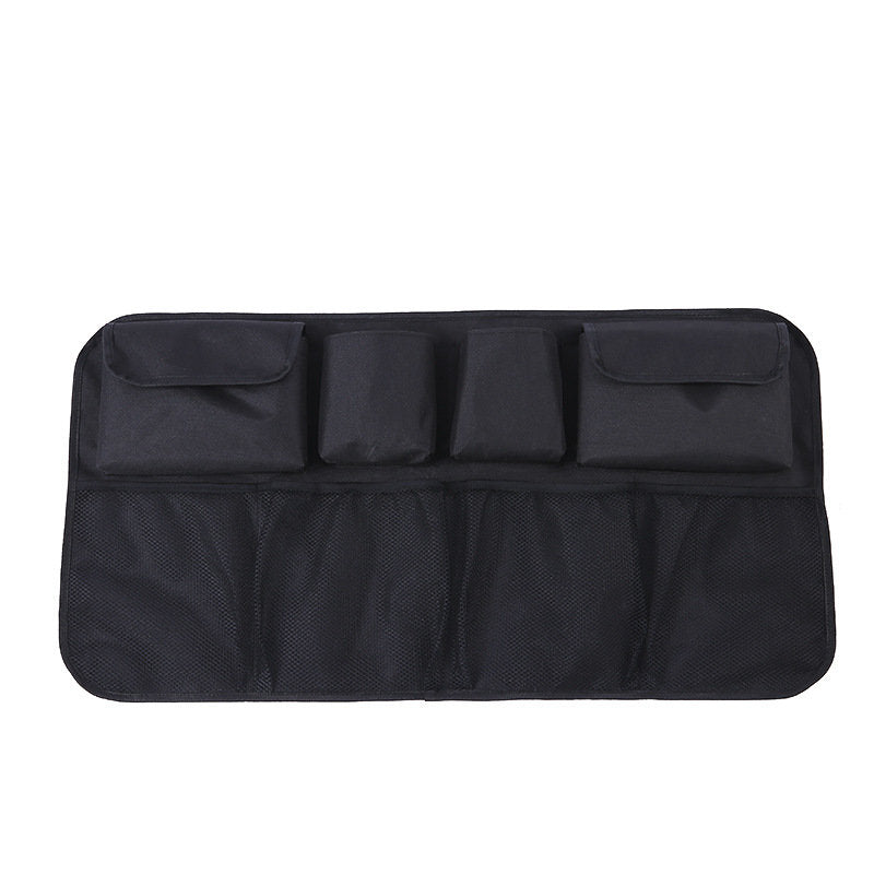 Organizador automotivo para encosto do banco traseiro do porta-malas preto.