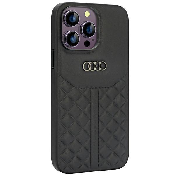 Capa Etui Audi em Couro Legítimo para iPhone 14 Pro Max - preta
