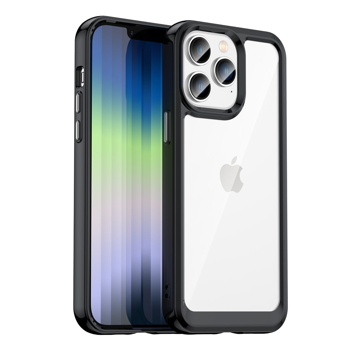 Capa rígida Outer Space Case para iPhone 14 Pro Max com moldura de gel preta