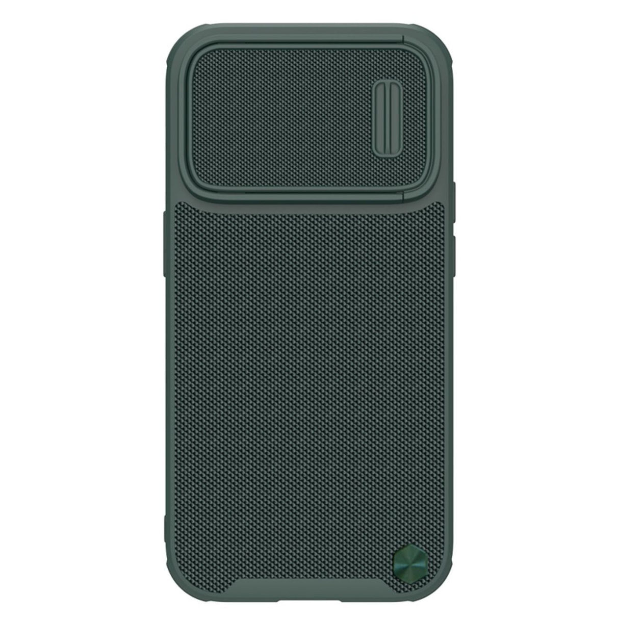 Capa Nillkin Textured S para iPhone 14 Pro, capa resistente com proteção para a câmera na cor verde.