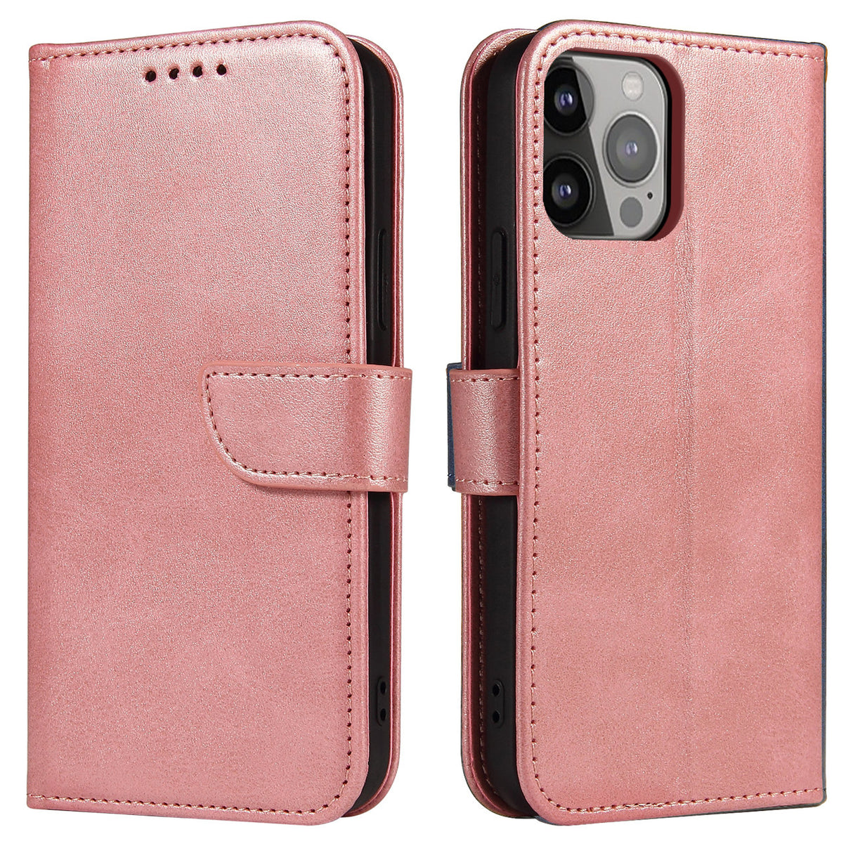 Estojo carteira com aba suporte para iPhone 15 Pro Magnet Case - rosa