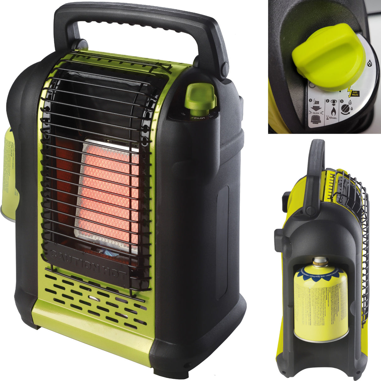Aquecedor a gás turístico OLYMP OXYSTOP de 2kW para cartuchos de gás