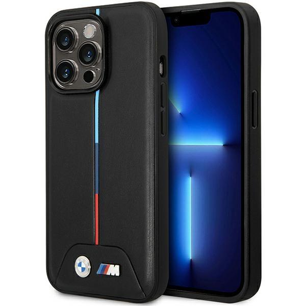 Capa BMW Quilted Tricolor MagSafe para iPhone 13 Pro / iPhone 13 - preta