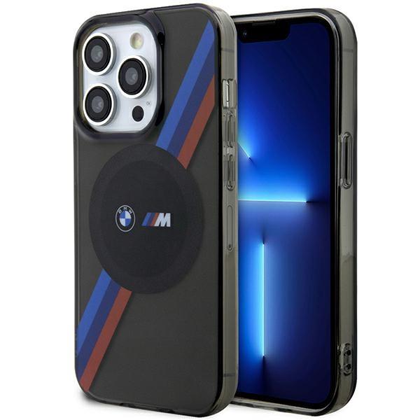 Capa BMW Tricolor Stripes MagSafe para iPhone 14 Pro - cinza
