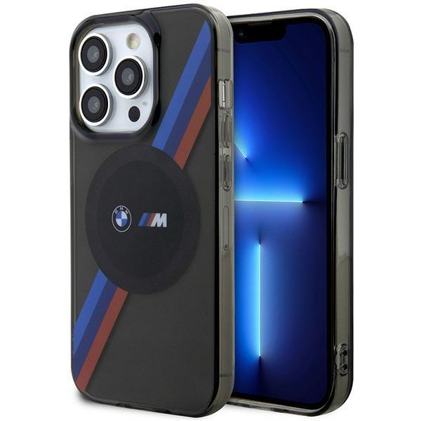 Capa BMW Tricolor Stripes MagSafe para iPhone 14 Pro Max - cinza