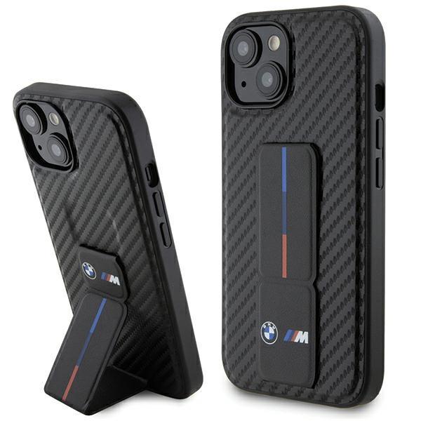 Capa BMW Grip Stand Smooth & Carbon para iPhone 15 - preta