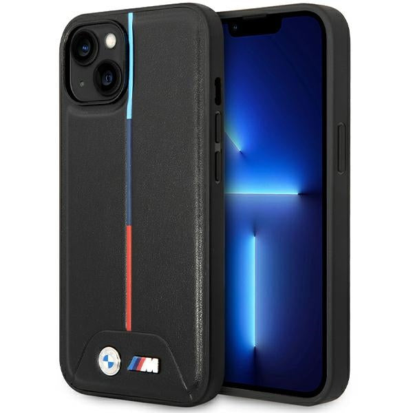 Capa BMW M Quilted Tricolor para iPhone 15 / 14 / 13 - preta