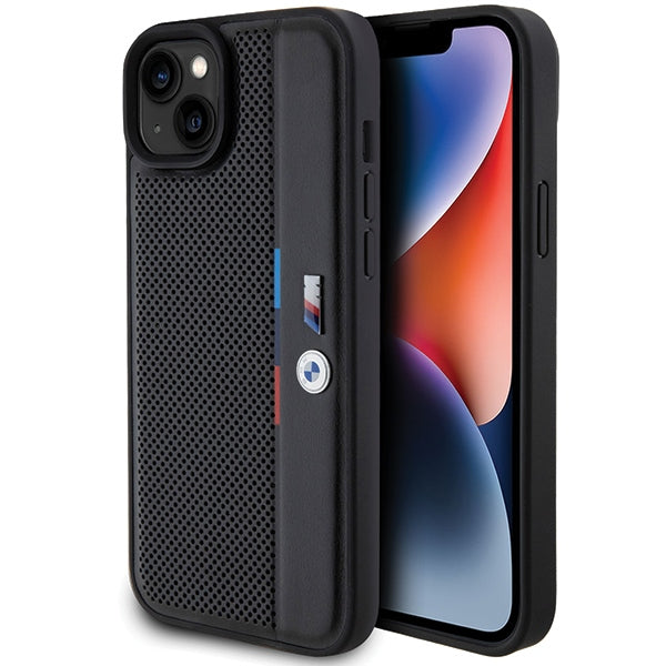 Capa BMW Perforated Tricolor Line para iPhone 15 Plus / 14 Plus - preta