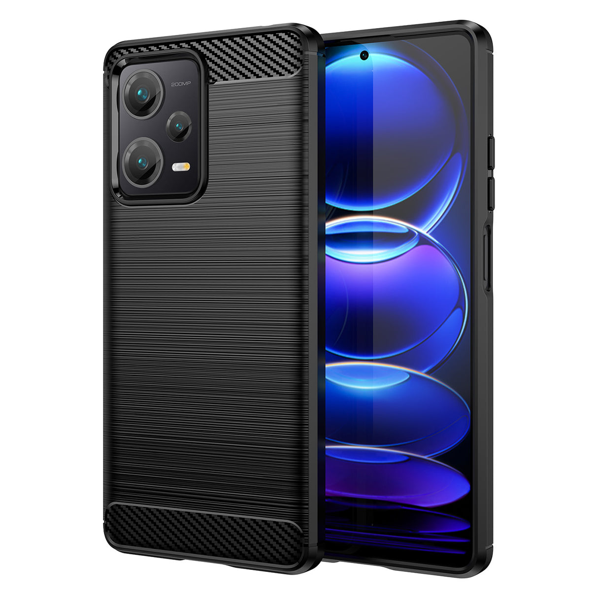 Capa Carbon Case para Xiaomi Redmi Note 12 Pro+ em silicone flexível e carbono na cor preta.