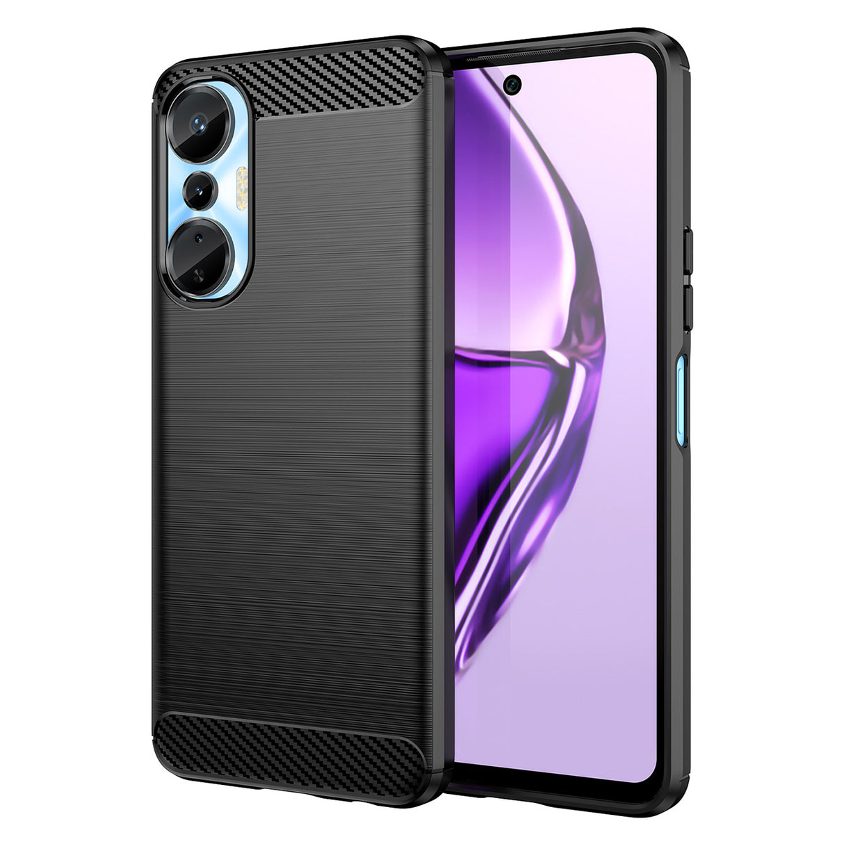 Capa de Carbono Case para Infinix Hot 20S em silicone flexível e carbono na cor preta