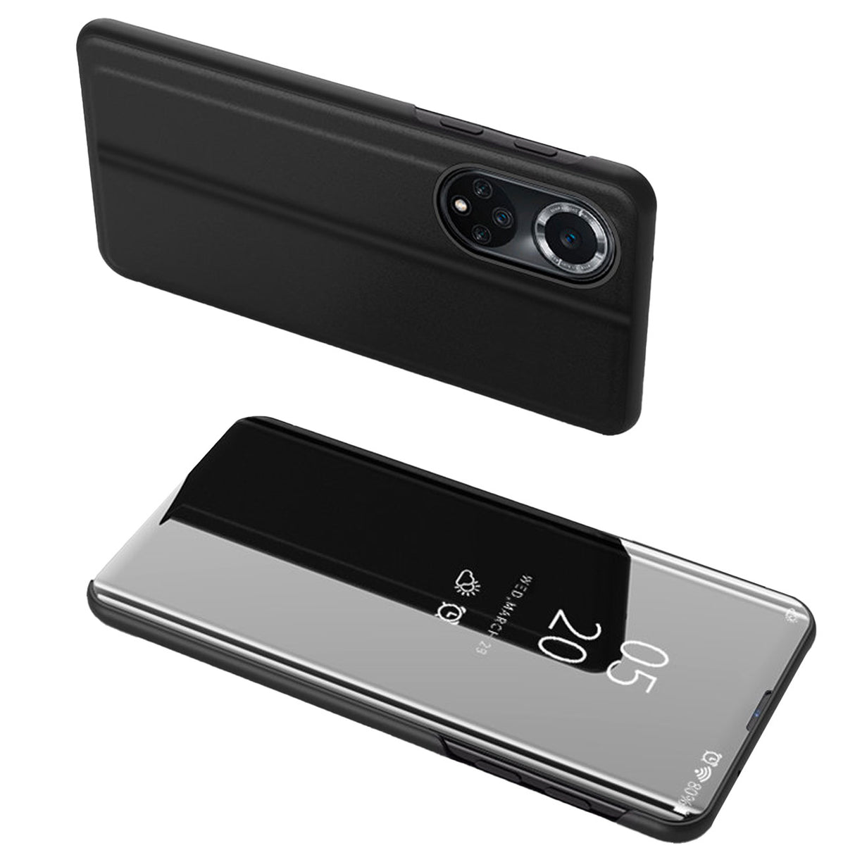 Capa Clear View Case para Huawei nova 9 com tampa flip preta