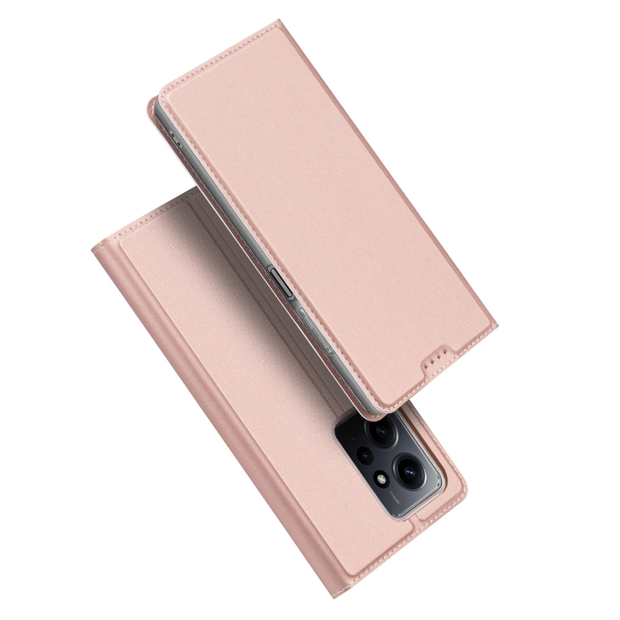Capa Dux Ducis Skin Pro para Xiaomi Redmi Note 12 com aba, porta-cartões e suporte na cor rosa