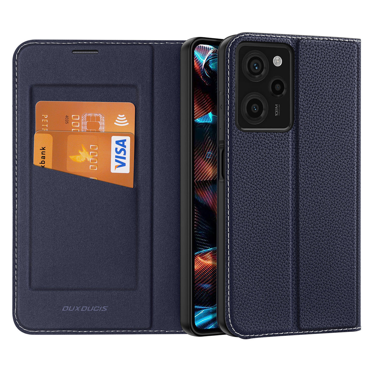 Capa Dux Ducis Skin X2 para Xiaomi Redmi Note 12 Pro / Poco X5 Pro 5G com aba, carteira e suporte na cor azul